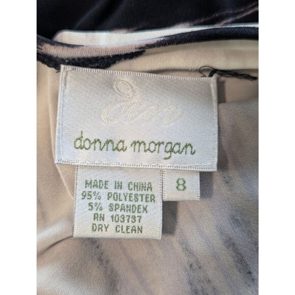 Donna Morgan Faux Wrap Dress Womens Sz 8 Abstract Print Ruffles Colorful Artsy - Picture 8 of 11